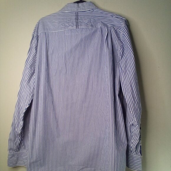Caribbean Joe Shirt Men XL Button Up Long Sleeve Nautical Stripe Blue White - Picture 12 of 15
